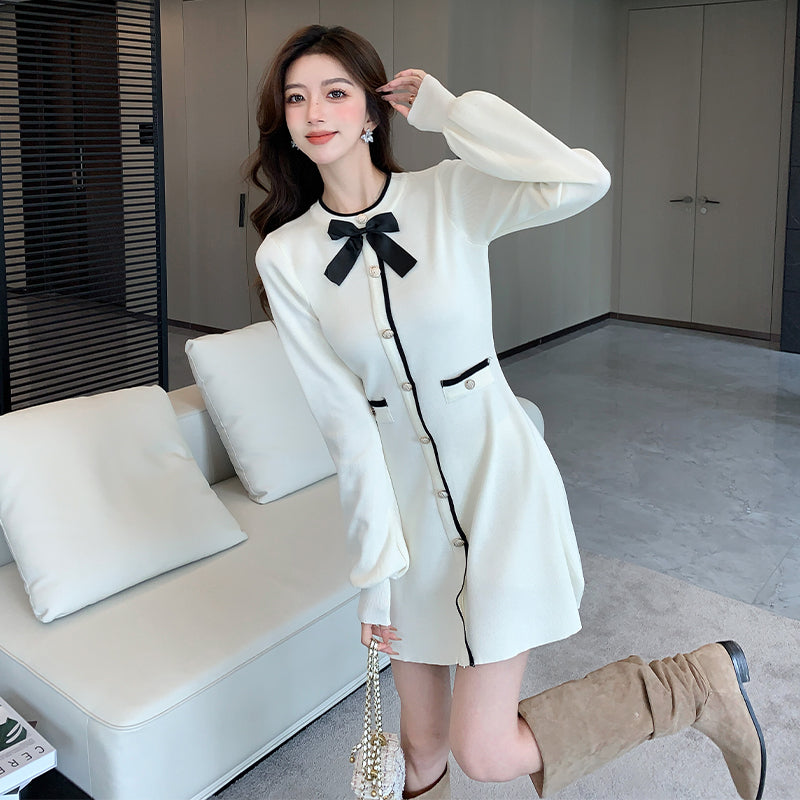 Celebrity style Xiaoxiangfeng knitted dress