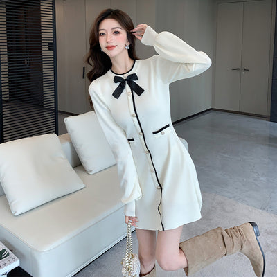 Celebrity style Xiaoxiangfeng knitted dress