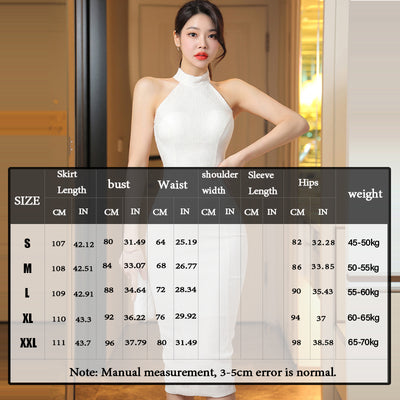 Korean version of temperament neck slim waist hip fashion dress