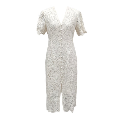 Elegant Plus Size Lace Dress - French Retro Style with Hip Fit