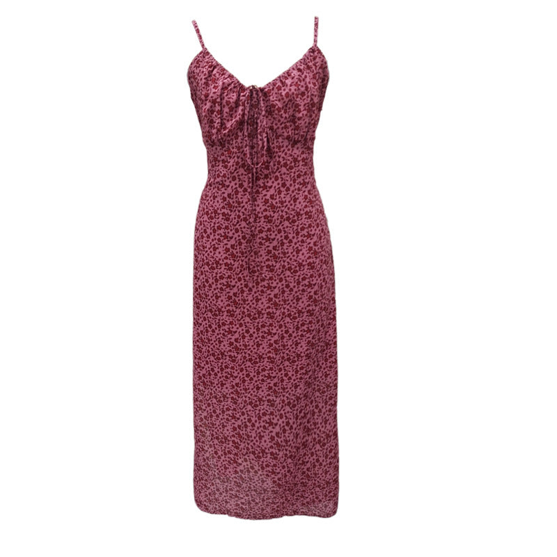 Stylish Plus Size Red Floral Suspender Dress - Sweet Summer Vacation Essential