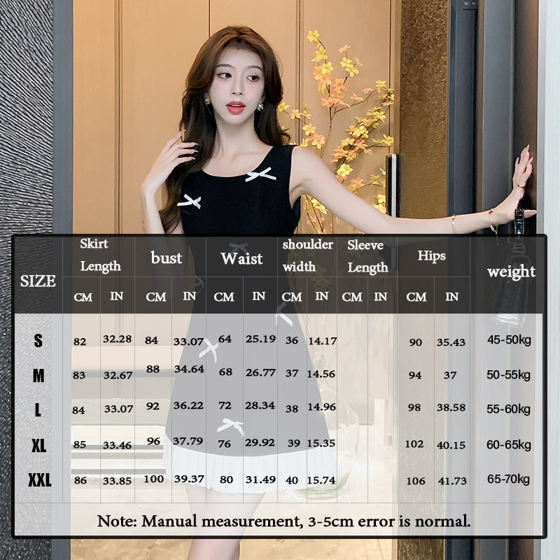 Crew neck three-dimensional bow temperament waist dress